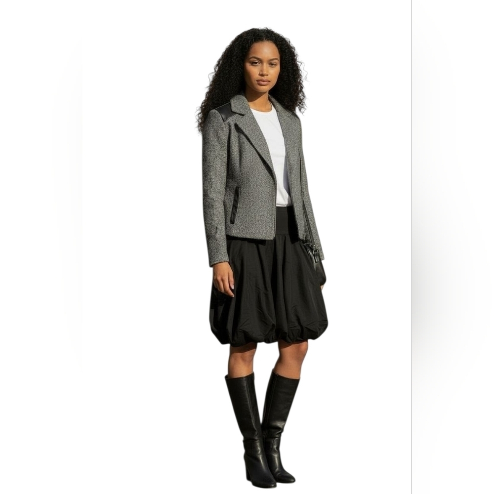 Selected Femme Woolblend Blazer With Leather Trim